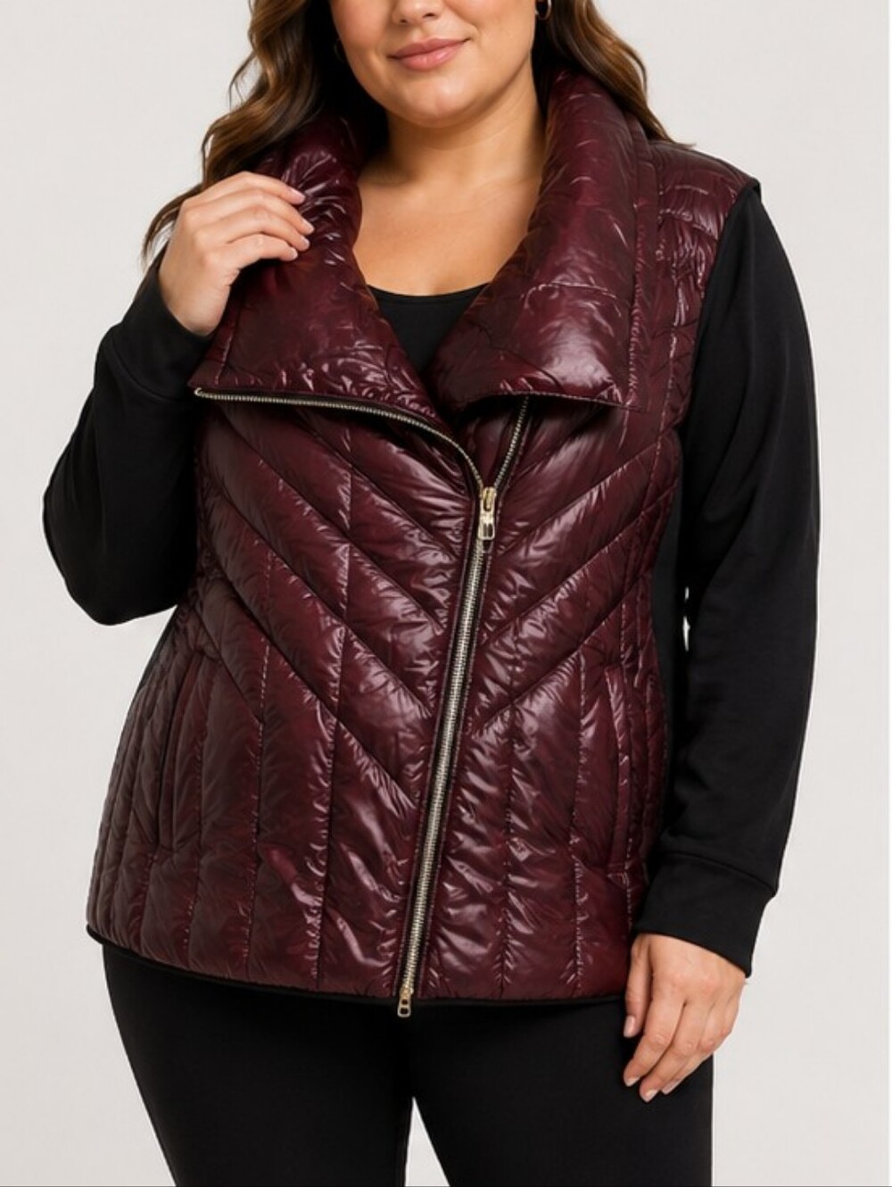 Calvin Klein Performance Down Quilted Puffer Vest 3X Black Burgundy Jacket